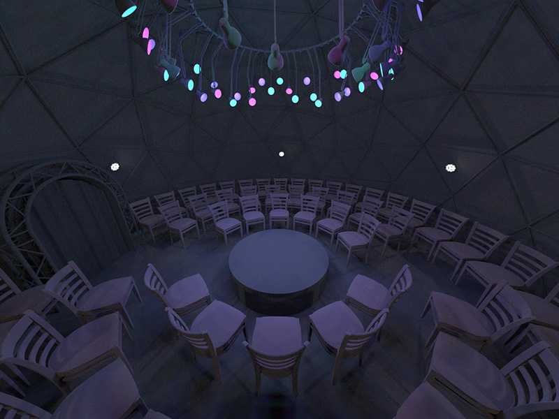 Interior render of a dome venue