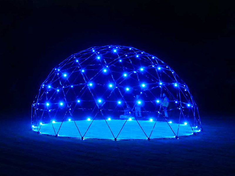 Geodesic dome with LED lights on every intersection